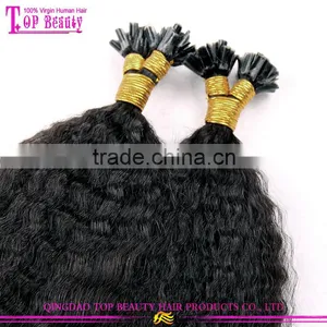 Qingdao 100% Virgin Indian Kinky Straight Keratin Tip Human Hair Extension thumbnail-3