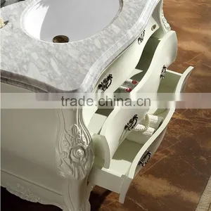 WTS16188 39 Inch French Provincial Antique White Undermounted Single Sink Bathroom Vanity With Marble Top thumbnail-3