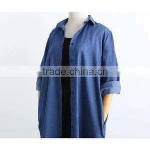 Washed Denim Shirt Dress Loose Large Size Long Sleeve Women New Autumn thumbnail-4