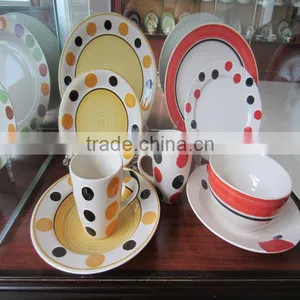 Yellow Color With Flower Painting Hand Made Ceramic Dinner Set thumbnail-1