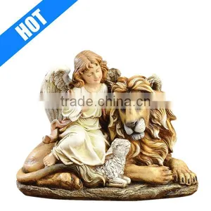 Sitting Angel Figurines With Lion and Lamb 11-1/2-Inch for Sale thumbnail-1