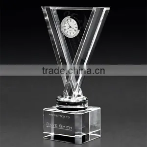 2016 Personalized Clear Optical Crystal With Silver Clock Awards thumbnail-1