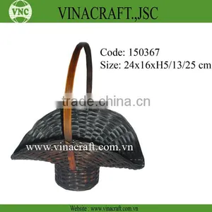 Black Flower Bamboo Basket for Wedding thumbnail-1