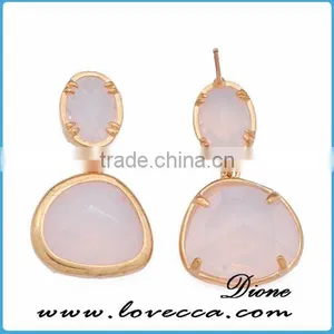 Brass Frame Material Single Stone Earring Designs Glass Stone Earrings thumbnail-1