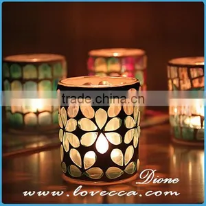 Exquisite Design Cylinder Shaped Glass Mosaic Candle Jar thumbnail-5