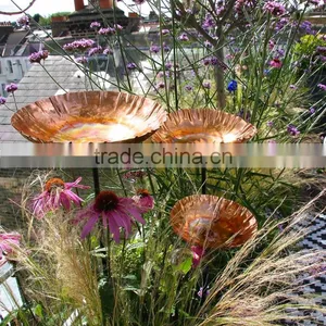 Modern Metal Copper Chalice Garden Bird Bath Sculpture thumbnail-2