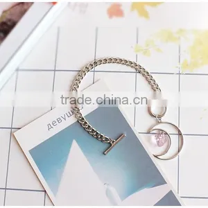 Hollow Moon Heart Crystal Charms Bracelet Simple Chain Bracelet thumbnail-2