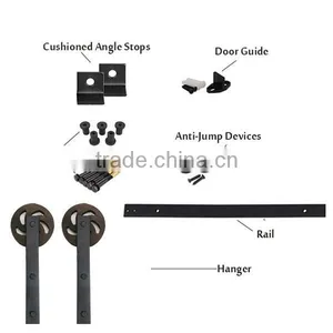 Antique Style Soft Close Sliding Barn Door Hardware Spoke Wheel Two Side Soft Close Track thumbnail-2