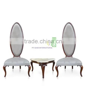 High Back Chair Sofa With Oval Back Rest Covered With Suede Fabric thumbnail-2