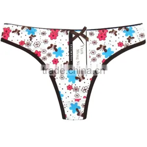 Flower Printing Underwear Breathable Cotton T-back Sexy Thong thumbnail-6