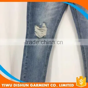 Women Wholesale Brand Worn Ninth Pants Blue Jeans thumbnail-2