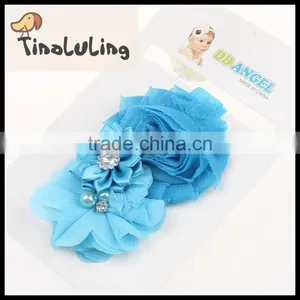 Korean Fashion Cheap Chiffon Mesh Flower Elastic Baby Headband Wholesale thumbnail-3