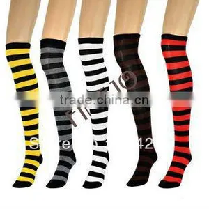Women Ladies Striped Knee Socks Cotton Stripes Pantyhose School Sports Stocking 8148 thumbnail-1