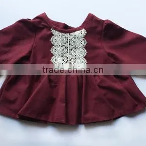Boutique Girls Dark Red Baby T-shirt Wholesale Children's Boutique Clothing thumbnail-1