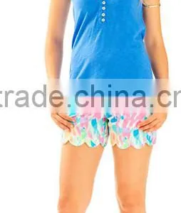 2017 Women Essie Top Sleeveless Button Front Placket Smocked Neckline Cotton Polyester Printed thumbnail-3