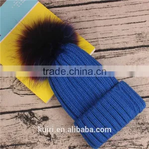 Wholesale Beanie Hats With Raccoon Fur Ball for Women Winter thumbnail-6