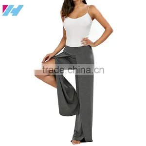 Yihao OEM Yoga Pants Ladies High Waist Yogo Sports Trousers Women Casual Wide Leg Pants Sweat Trousers thumbnail-1