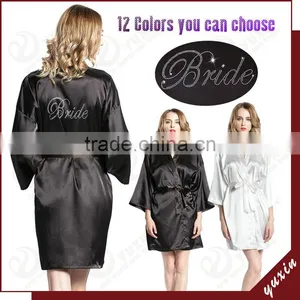 Factory Wholesale Satin Plain Bath Robe Satin Robe Silk Robe WR007 thumbnail-5