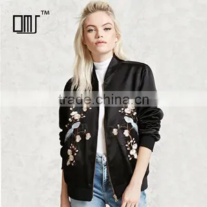 Buy Wholesale Price Nice Embroidered Satin Pink Black Jackets for Ladies thumbnail-1