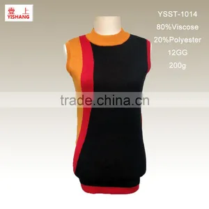 Jacquard Sweater 80%Viscose 20%Polyester Fashion Women Short Sleeve Sweater in the Autumn thumbnail-1