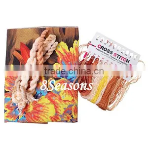 Custom Available Multicolor Flower Pattern Square Throw Pillow Cotton Cross Stitch thumbnail-3