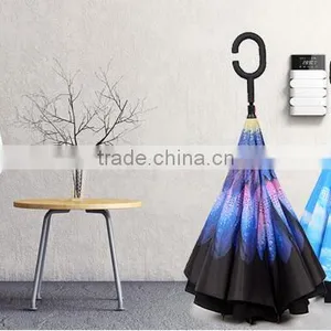 New Product 23 Inch 8 Ribs Double Layer C Handle Umbrella Reverse thumbnail-4