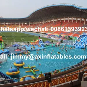 Custom 0.9MM PVC Tarpaulin Inflatable Water Park Equipments,Rectangular Metal Frame Pool thumbnail-4