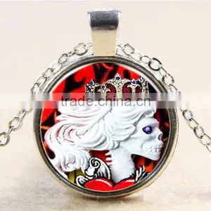 XP-TGN-S-145 Wholesale Diy Image Glass Round Charm Skull Dome Cabochon Necklace For Gift thumbnail-2