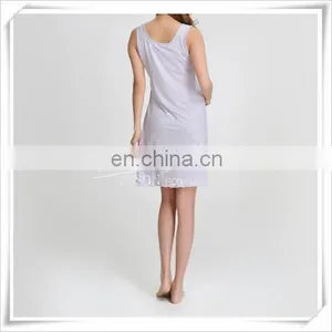 Ladies 95%Bamboo 5%Spandex Sleeveless Melange Color Nightwear Padded Pajamas thumbnail-2