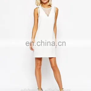 2015 New Model Bridesmaid White Lace Detail Girl Dress, Latest Dress Designs for Ladies thumbnail-2
