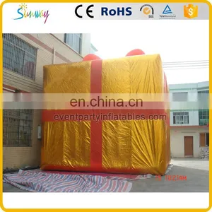 Golden Color Large Inflatable Gift Box Model for Sale thumbnail-4