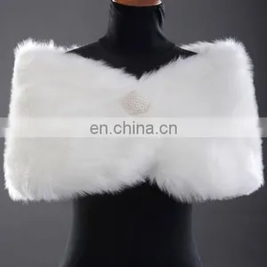 Grace Karin Elegant Design Winter White Faux Fur Wedding Bridal Shawls CL2616 thumbnail-6