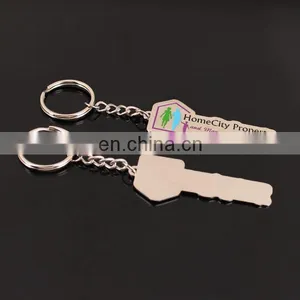 Custom Logo Key Shaped Metal Keychain thumbnail-2