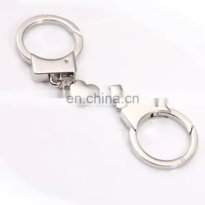 Mini Handcuff Shaped Promotional Zinc Alloy Silver Metal Handcuffs Key Chain thumbnail-3