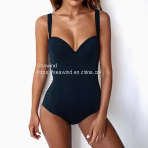 Swimwear OEM Design Factory Quality Women Bikinis Black White Color One-piece Girls Summer Swimwear thumbnail-2