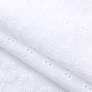Bridal Lace Embroidery Swiss Cotton Voile Embroidered Fabric Wholesale thumbnail-3