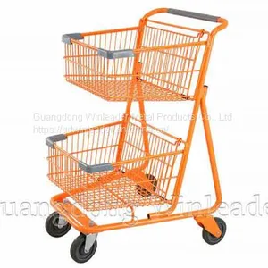 YLD-MT084-1F Two Basket Shopping Cart Shopping Trolleys Manufacturer Supermarket Shopping Cart Manufacturer thumbnail-1