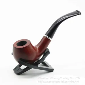 150mm Length Wooden Resin Short Tobacco Pipe With Big Red Round Head for Smoking thumbnail-1