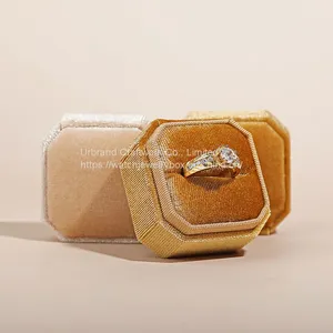 Custom Logo Square Flannel Ring Boxes Wedding Proposal Jewelry Ring Box thumbnail-4