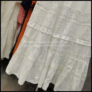Fairy Lace Stitching Pocket Cotton Skirt~2023 Early Spring New Style European and American Style Sweet A-line Skirt thumbnail-3