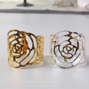 Wholesale Gold And Silver Colored Metal Napkin Ring With Flower Design thumbnail-4