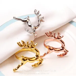 Table Accessories Rose Gold Silver Christmas Napkin Ring With Elk Plum Deer Style thumbnail-4