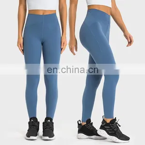New Breathable Naked Feeling Soft Compression Yoga Leggings Peach Hip Sports Workout Slim Tight Pants For Women Gym Fitness Wear thumbnail-1