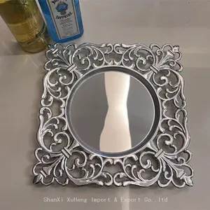 Luxury Party Decorative Supplies 12 Inch Square Silver Reef Mirror Plastic Charger Plates For Wedding Event thumbnail-1