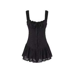 French Style Chic Little Girl Style Wrap-around Sleeveless Dress for Women, Slimming Waist, Shaping Figure, Showing off Slimming Curves, Pleated A-line Short Skirt in Solid Color. thumbnail-1