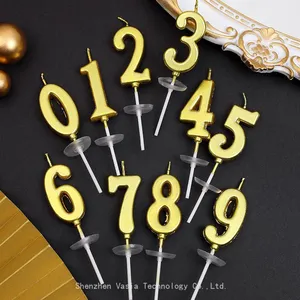 Smokeless Gold Number Candles 0-9, Wholesale Decor for Graduation & Party Cakes thumbnail-1