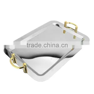 Clearly Mirror Polished Metal Serving Trays Wholesale Mirror Serving Tray With Round+rectangle+oval Shap thumbnail-3