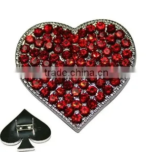 Zinc Alloy Metal Jewelry Red Rhinestone Heart Shape Rivets Accessories for Pet Collars thumbnail-1