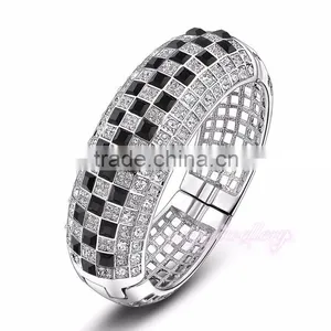 Costume Jewelry Cuff Bracelet Gold Plated Buckle Wholesale Crystal Bangles thumbnail-2