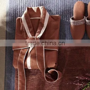 100% Cotton Bathrobe Set With Slippers thumbnail-1